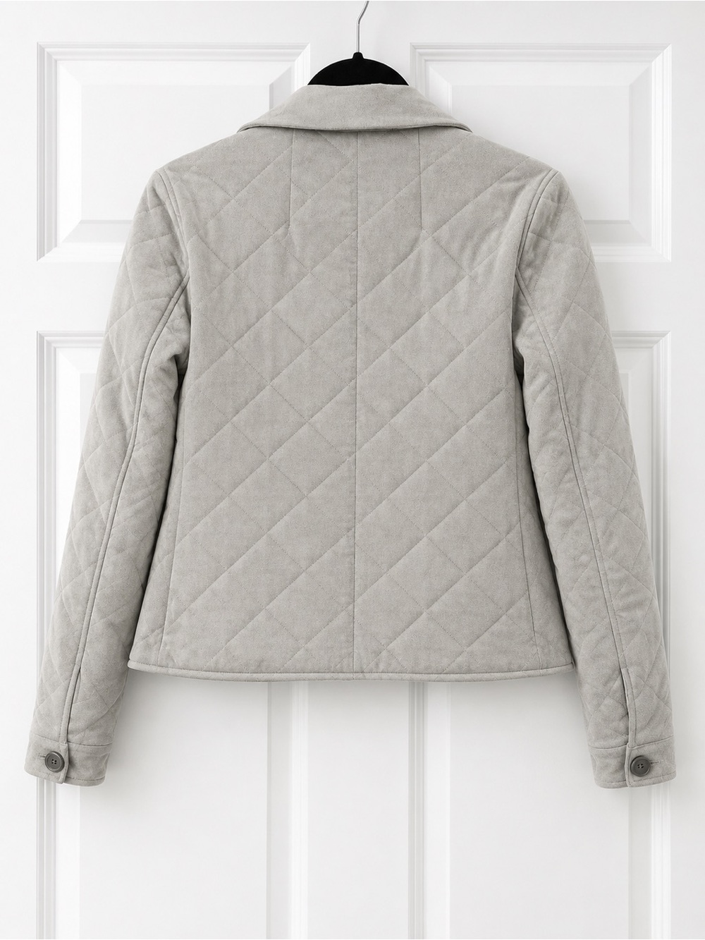 KUT from the Kloth Light Gray Faux Suede Quilted Cropped Jacket *FREE SHIPPING* - Picture 2 of 4